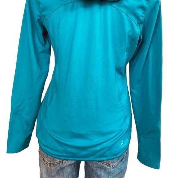 ASICS Active Sweatshirt Teal Zip Up Hooded Athletic Sweater Size M - Picture 8 of 11